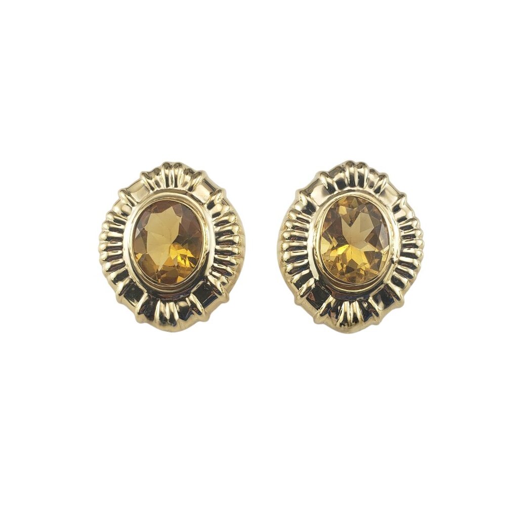 14 Karat Yellow Gold and Citrine Omega Back Earrings #19733